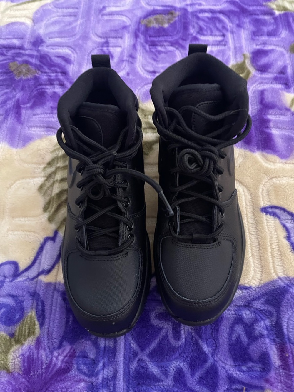 Nike Kids All-Black High-Top Lace-Up Boots